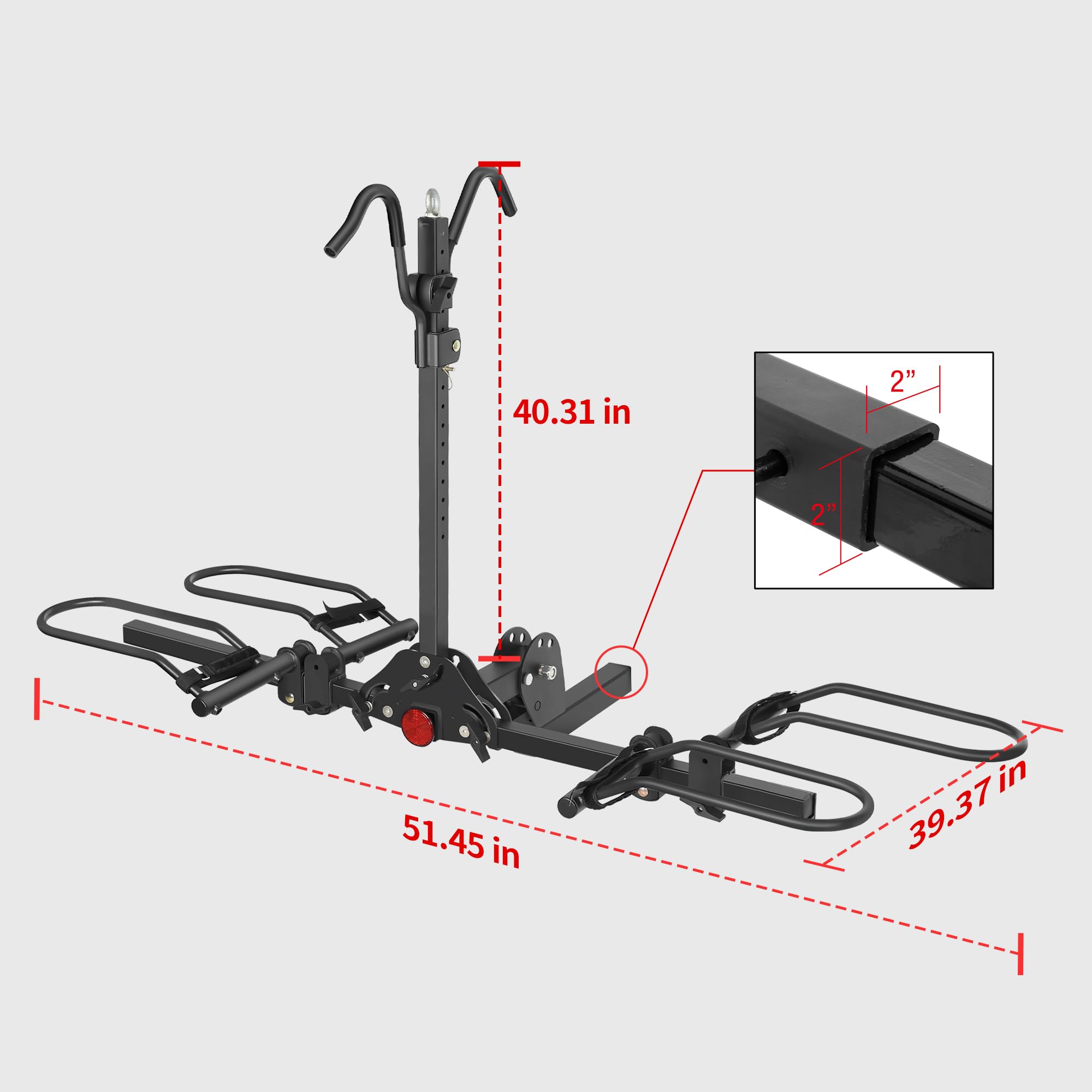 Heavy-Duty 2-Bike Hitch Mounted Rack with Tilt-Back Trunk Access - 200 lb Capacity for Fat Tire Bikes (Fits 2" Receivers)