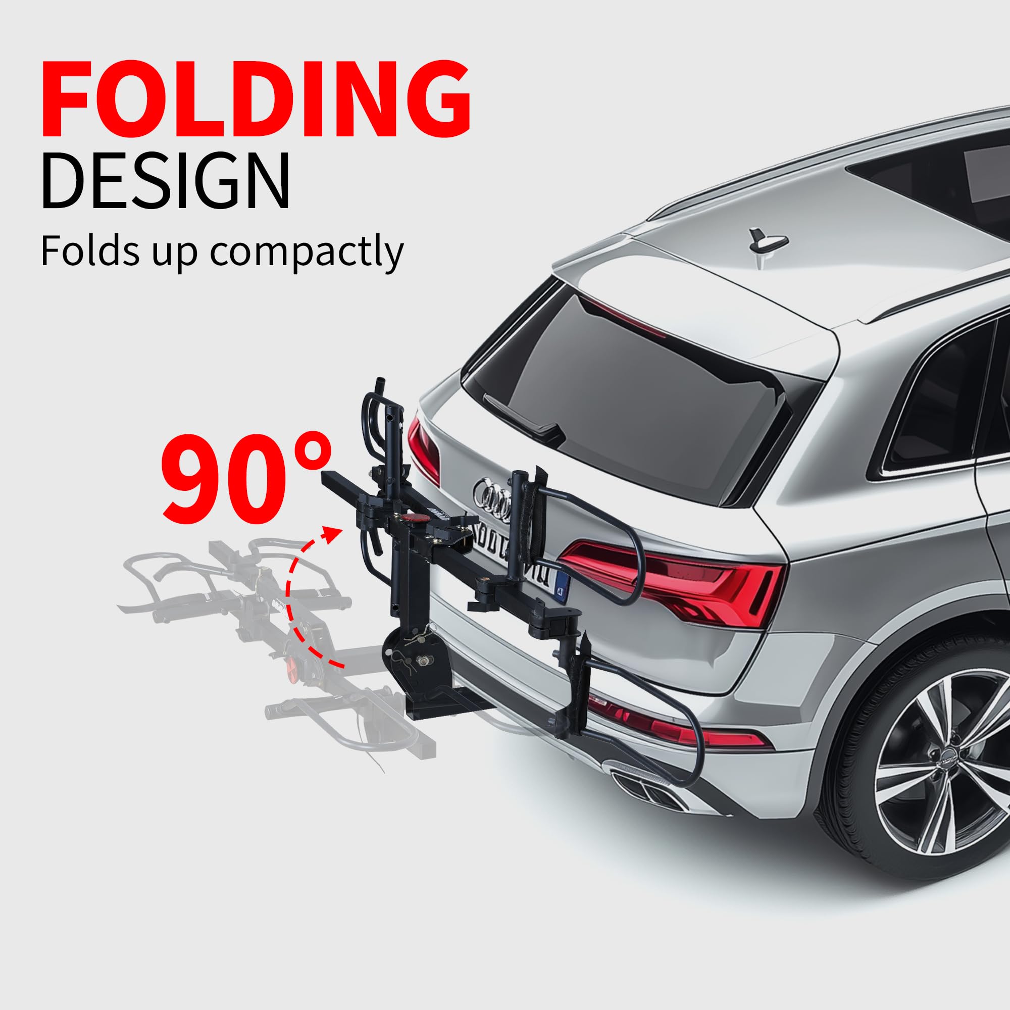 Heavy-Duty 2-Bike Hitch Mounted Rack with Tilt-Back Trunk Access - 200 lb Capacity for Fat Tire Bikes (Fits 2" Receivers)