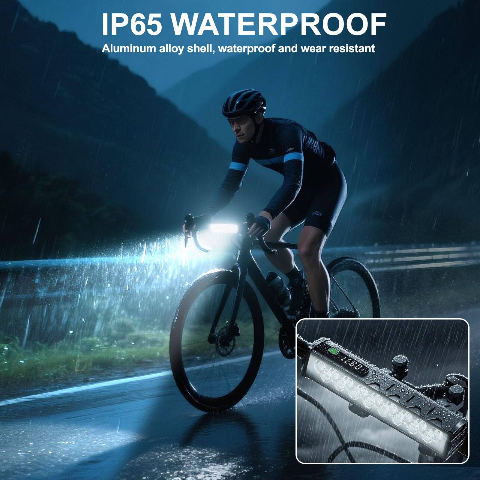 4800 Lumen Bike Lights, 4 Modes Bike Light for Night Riding, Rechargeable Bike Headlight, Waterproof Bicycle Light with High Beam and Low Beam, for Adult Kid Mountain Off-Road Cycling Commuting