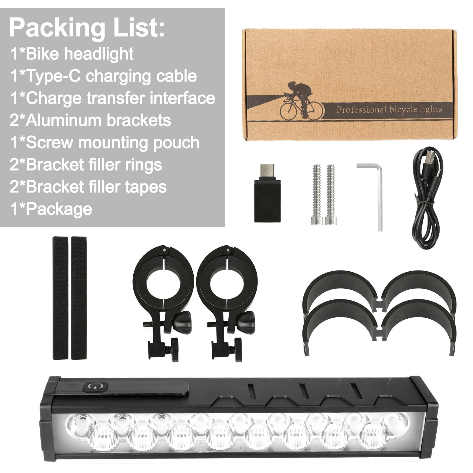 4800 Lumen Bike Lights, 4 Modes Bike Light for Night Riding, Rechargeable Bike Headlight, Waterproof Bicycle Light with High Beam and Low Beam, for Adult Kid Mountain Off-Road Cycling Commuting