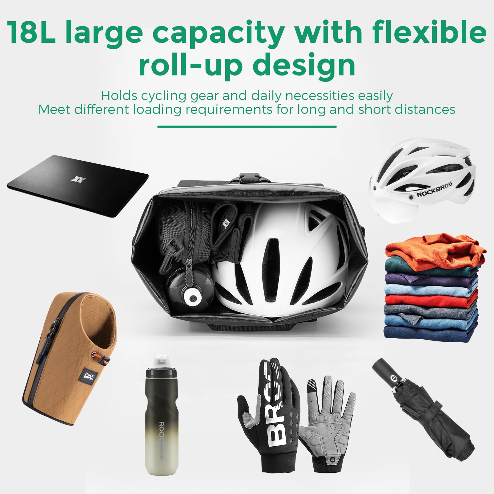 Waterproof 18L Convertible Bike Trunk Bag & Backpack with Integrated Helmet Carrier