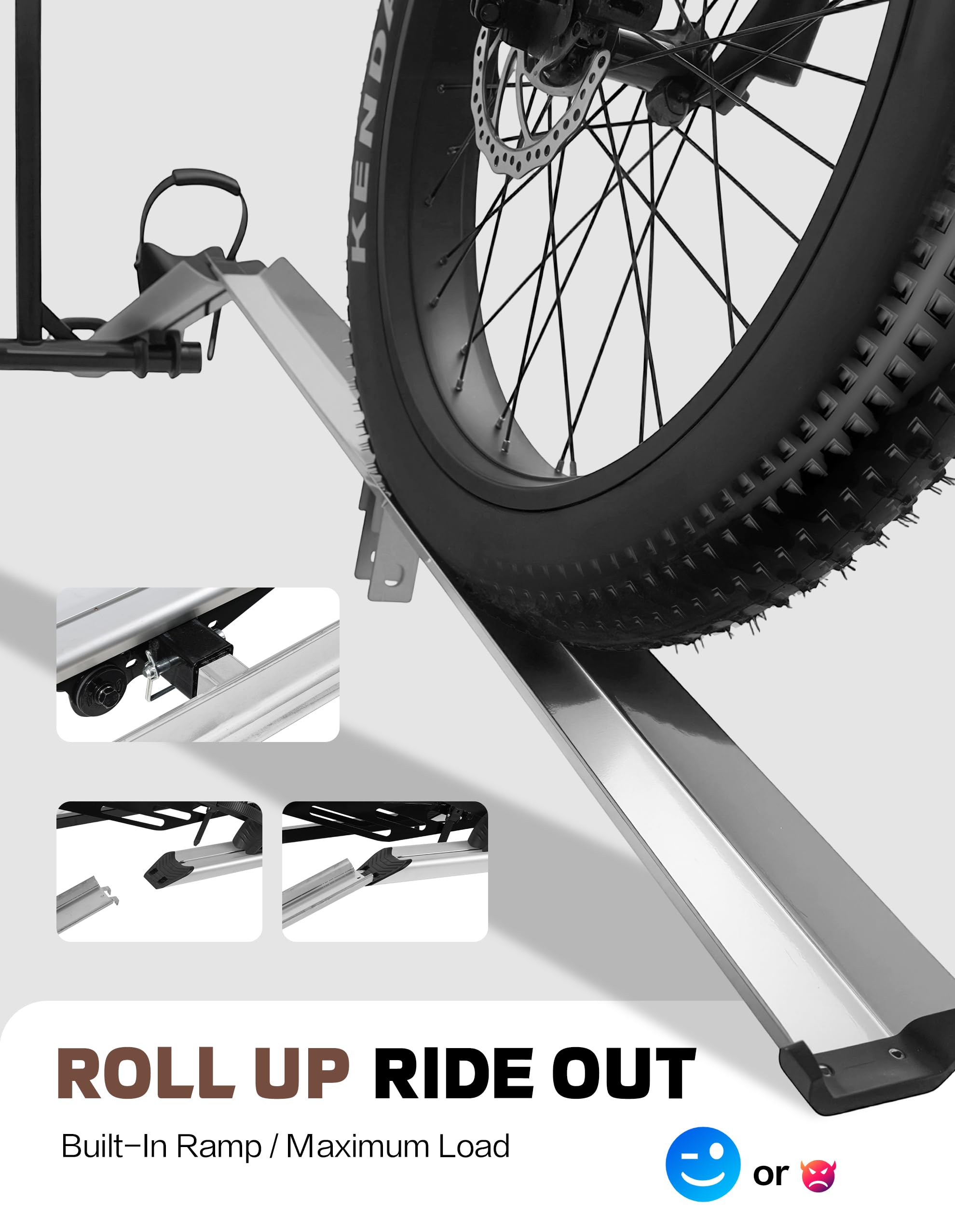 RV-Approved Heavy-Duty 2-Bike Hitch Rack with Integrated Loading Ramp - 200 lb Capacity (Fits 2" Receivers)