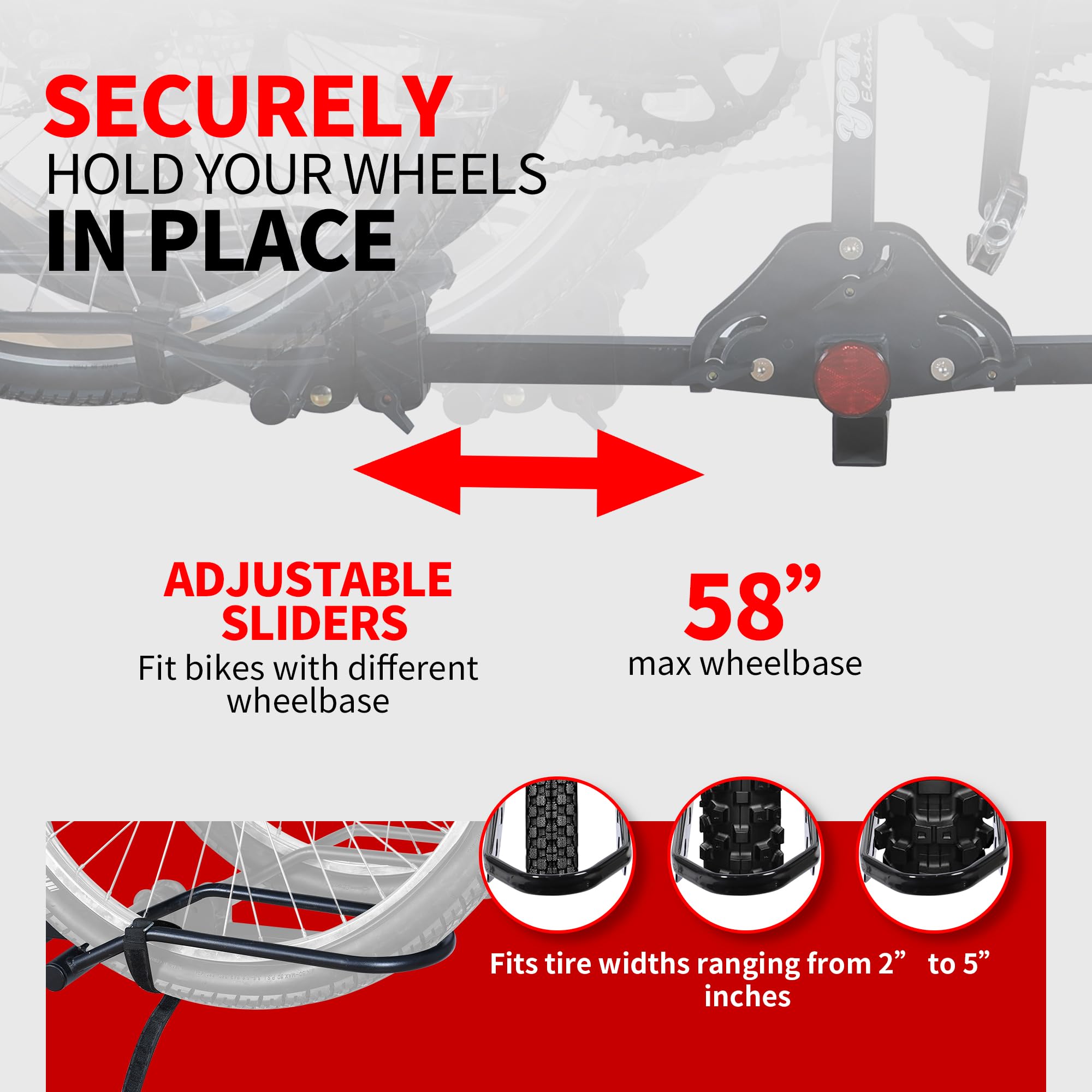 Heavy-Duty 2-Bike Hitch Mounted Rack with Tilt-Back Trunk Access - 200 lb Capacity for Fat Tire Bikes (Fits 2" Receivers)