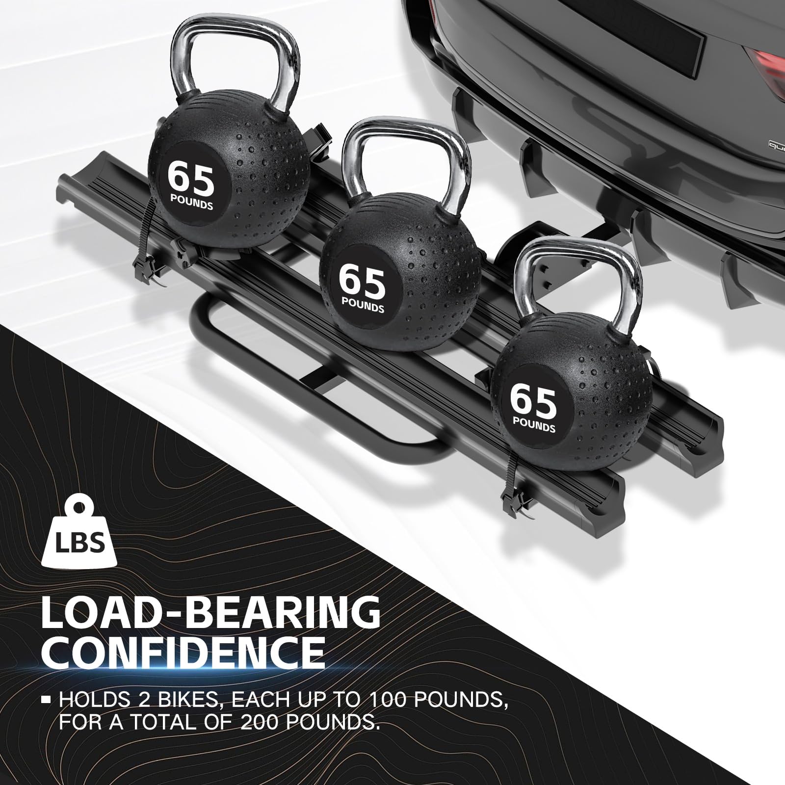 YZONA 2 EBike Rack with Cross Bar, 5" Fat Tire Carrier, 200 LBS Capacity Electric Bicycle Racks with Ramp, Lockable & Foldable Bike Racks Platform, Fits 2" Standard Hitch for SUVs Cars Trucks Vans