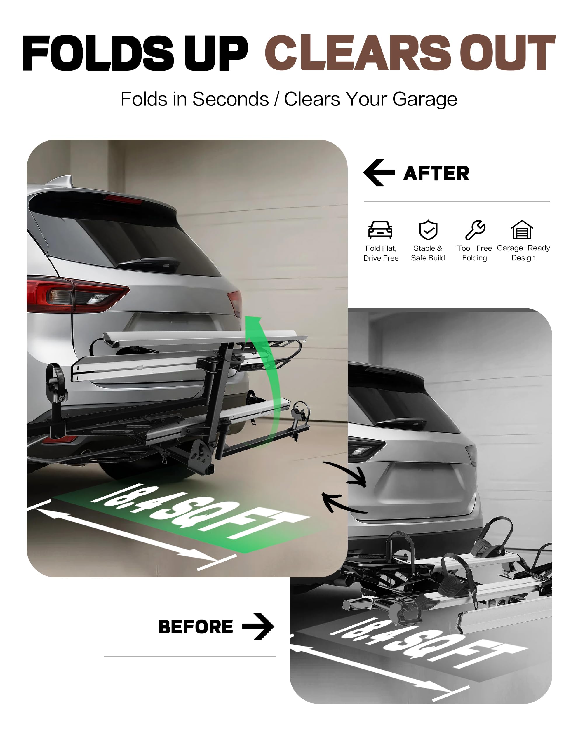 RV-Approved Heavy-Duty 2-Bike Hitch Rack with Integrated Loading Ramp - 200 lb Capacity (Fits 2" Receivers)