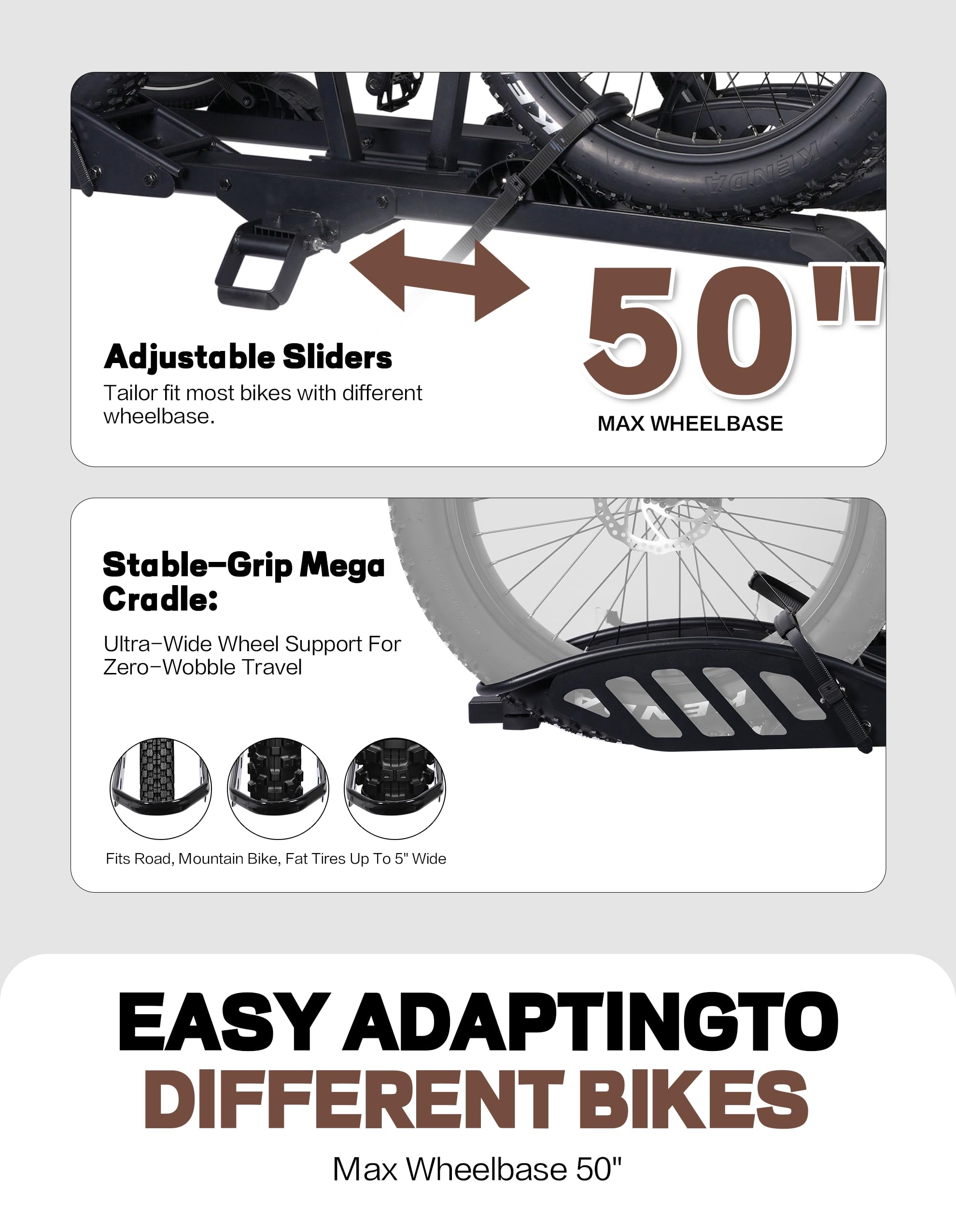 Heavy-Duty Folding 2-Bike Hitch Rack with V-Groove Loading Ramp - 200 lb Capacity (Fits 2" Receivers)