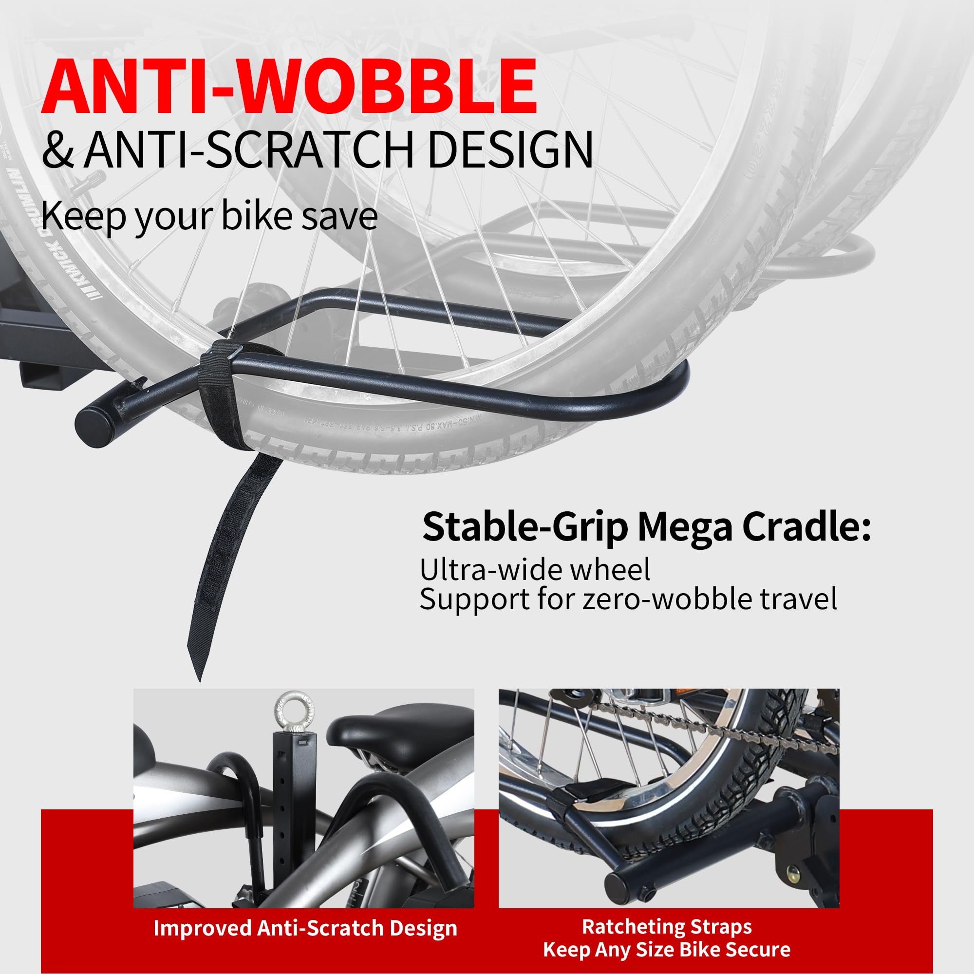 Heavy-Duty 2-Bike Hitch Mounted Rack with Tilt-Back Trunk Access - 200 lb Capacity for Fat Tire Bikes (Fits 2" Receivers)