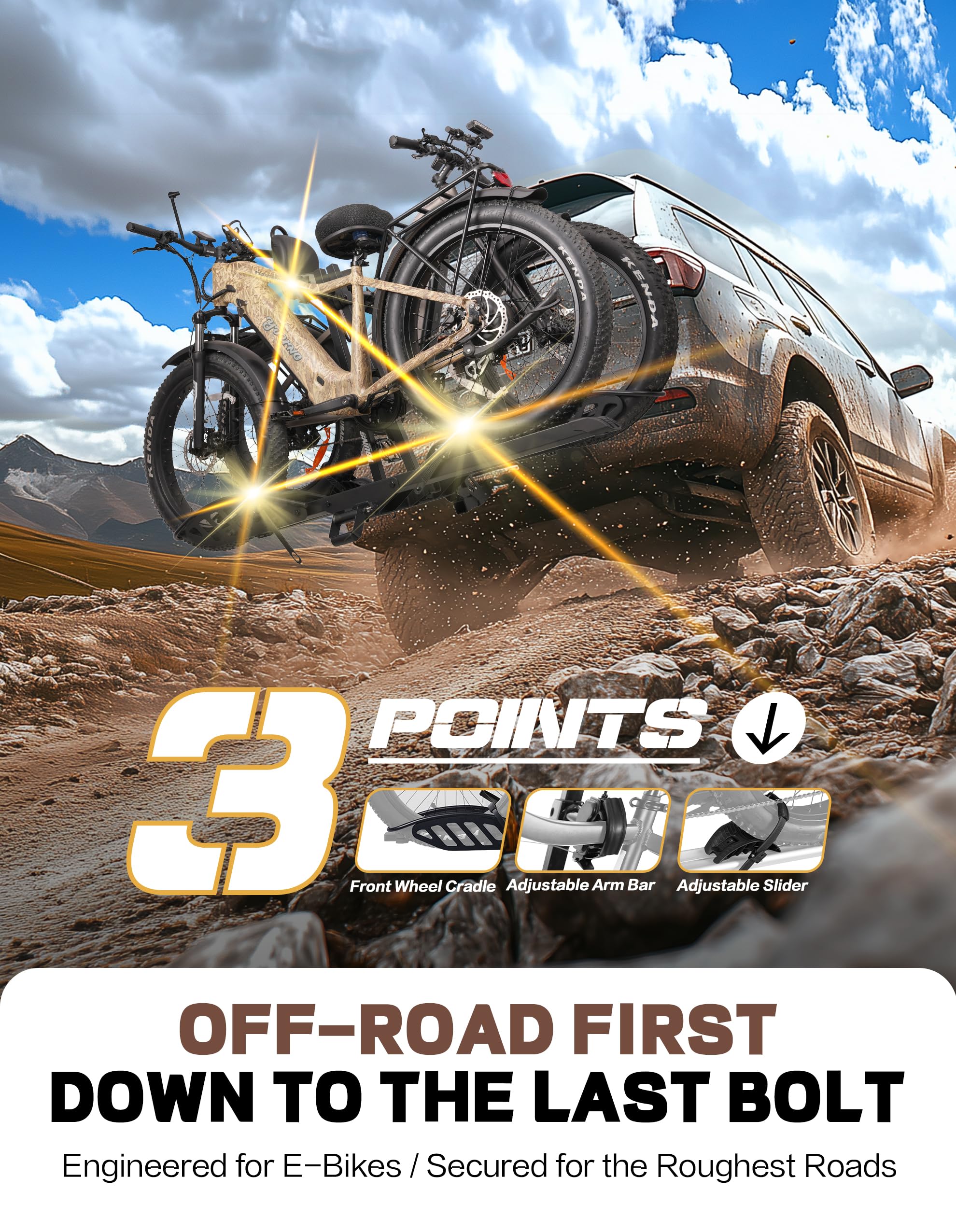 Heavy-Duty Folding 2-Bike Hitch Rack with V-Groove Loading Ramp - 200 lb Capacity (Fits 2" Receivers)