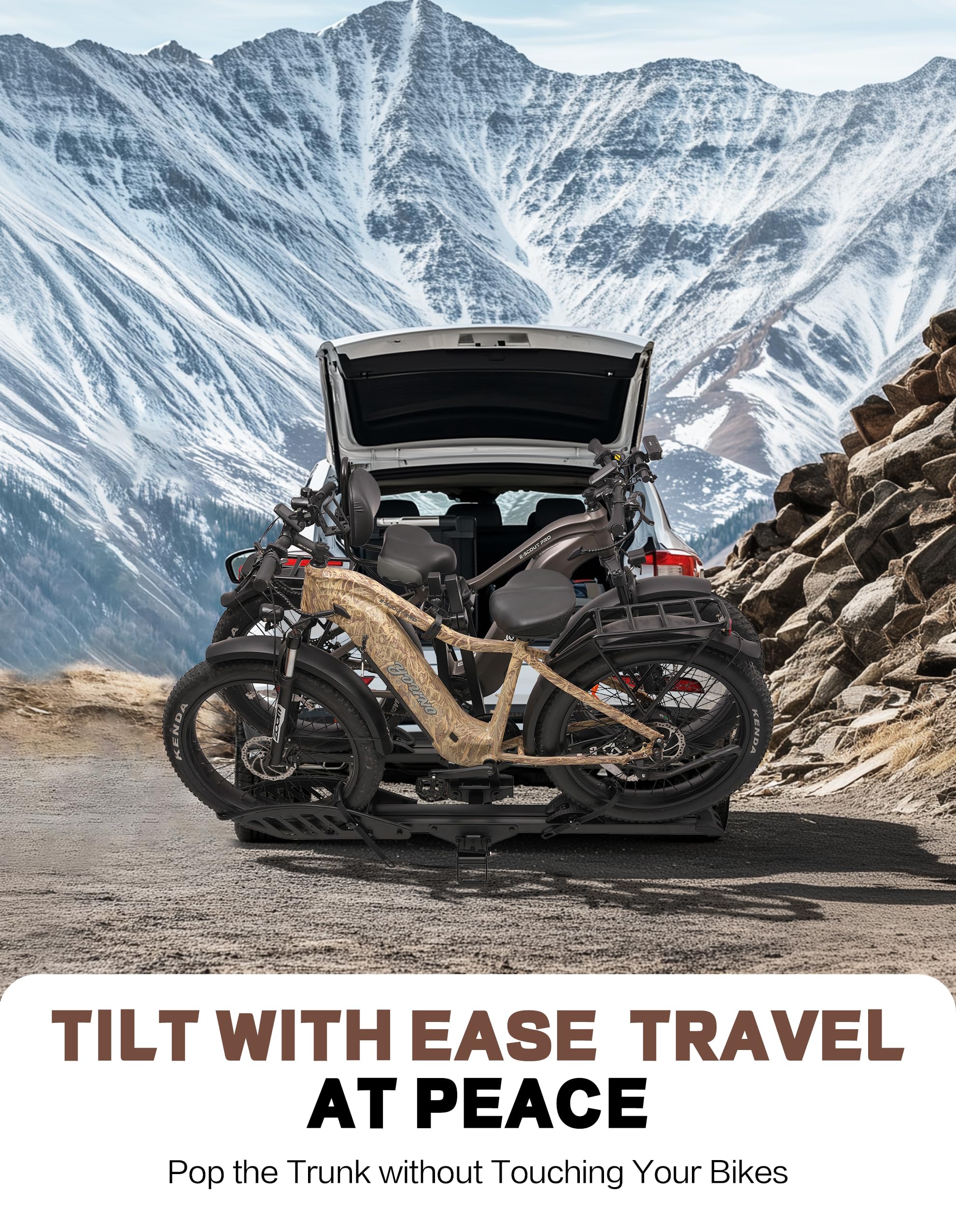 Heavy-Duty Folding 2-Bike Hitch Rack with V-Groove Loading Ramp - 200 lb Capacity (Fits 2" Receivers)